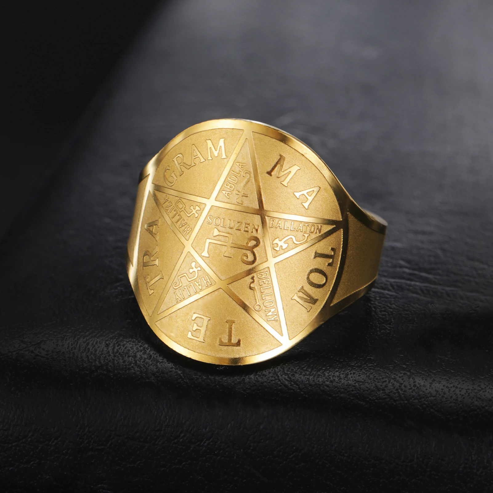 COOLTIME Pentagram of Solomon Ring Stainless Steel Adjustable Supernatural Magician Amulet Ring Jewelry Gift for Women Men