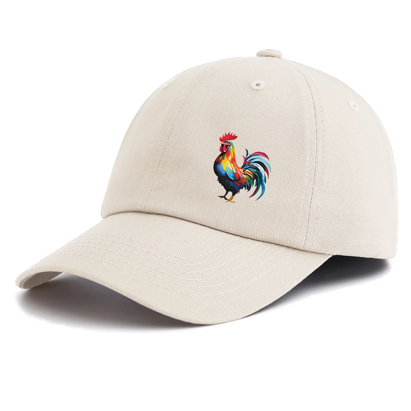 1PS Colorful Rooster Printed Baseball Cap Multi-color Classic Farm Animal Sun Hat Vintage Cock Gorras Beige Dad Hat