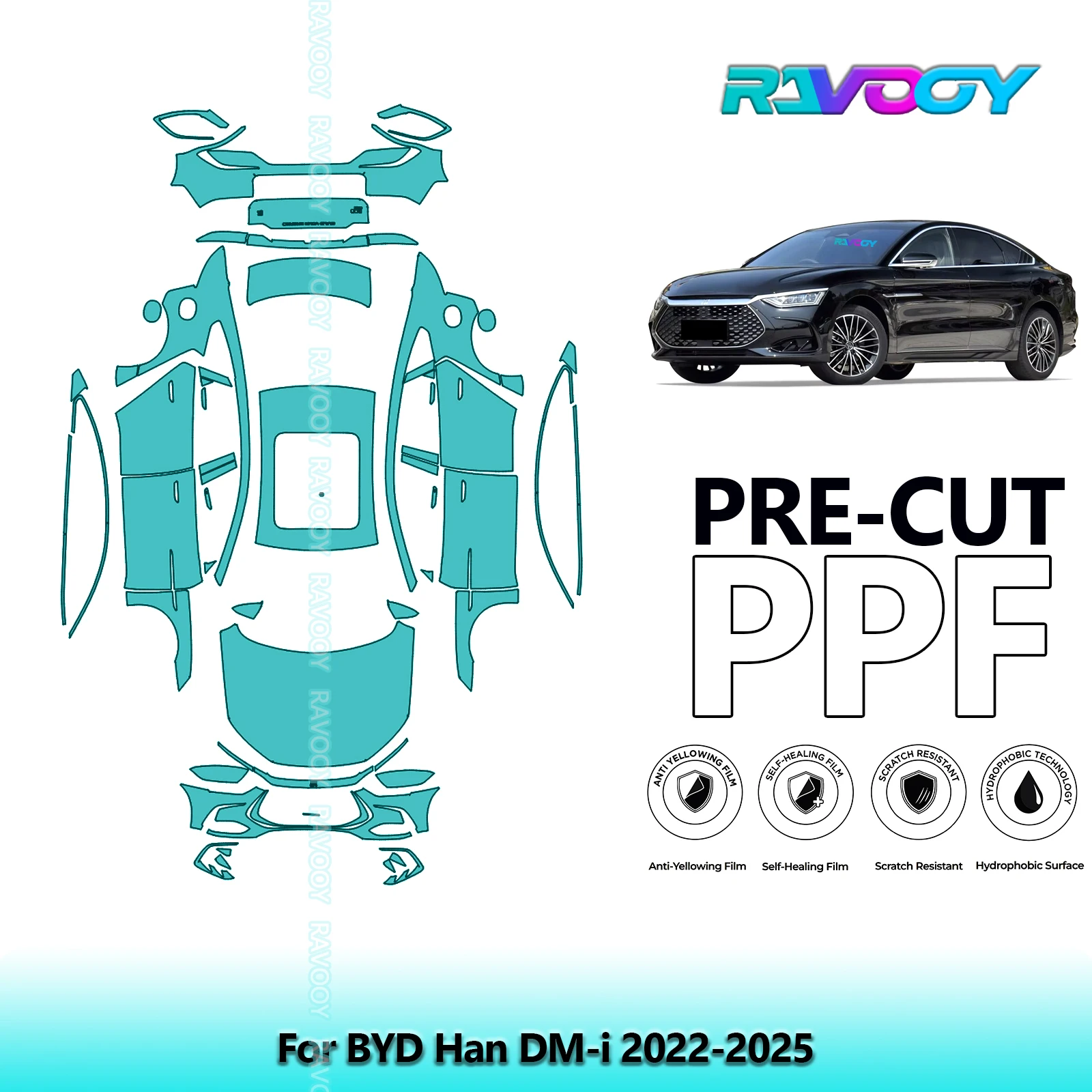 

Full Vehicle Clear Bra Precut PPF Paint Protection Film For BYD Han DM-i 2022-2025