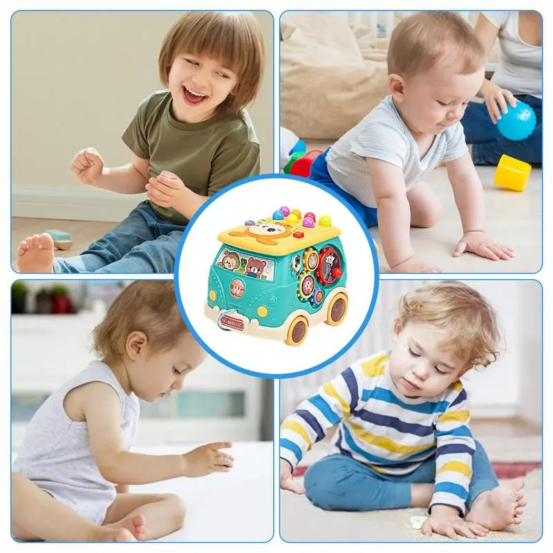 Toddler Bus Toys Bus Toy Board Game Cartoon Bus Educational Toys With Light & Music For Boys Girls Kid Over 1