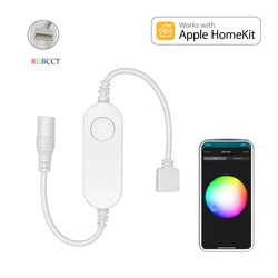 Mini WiFi Smart LED Strip Controller, Regulável, App Remote, Controle de Voz Siri, Apple Homekit, DC 5V, 12V, 24V, RGBCW, RGBCCT