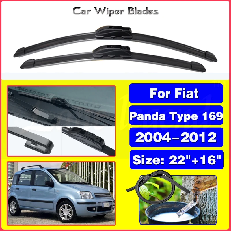 

Wiper LHD Front Wiper Blades For FIAT Panda Type 169 2004 - 2012 Windshield Windscreen Window Car Rain Brushes 22"+16"