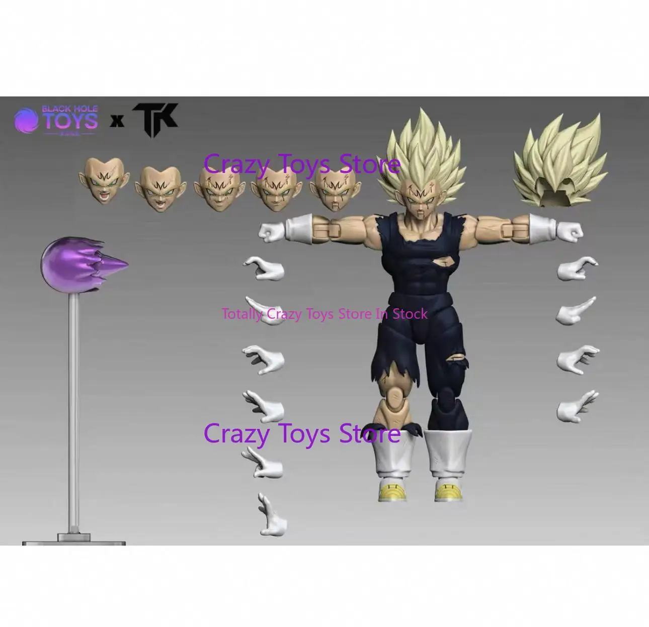 

In Stock Black Hole TK Dragon Ball Z Super Saiyan Majin Vegeta Battle Damage Full Power Anime Action Figure Model Gift Toy...