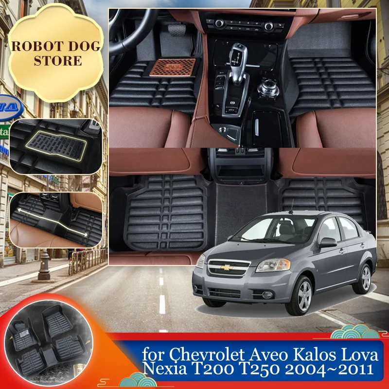 

Car Leather Floor Mat for Chevrolet Aveo Kalos Lova Nexia T200 T250 2004~2011 Foot Liner Waterproof Carpet Pad Custom Accessorie