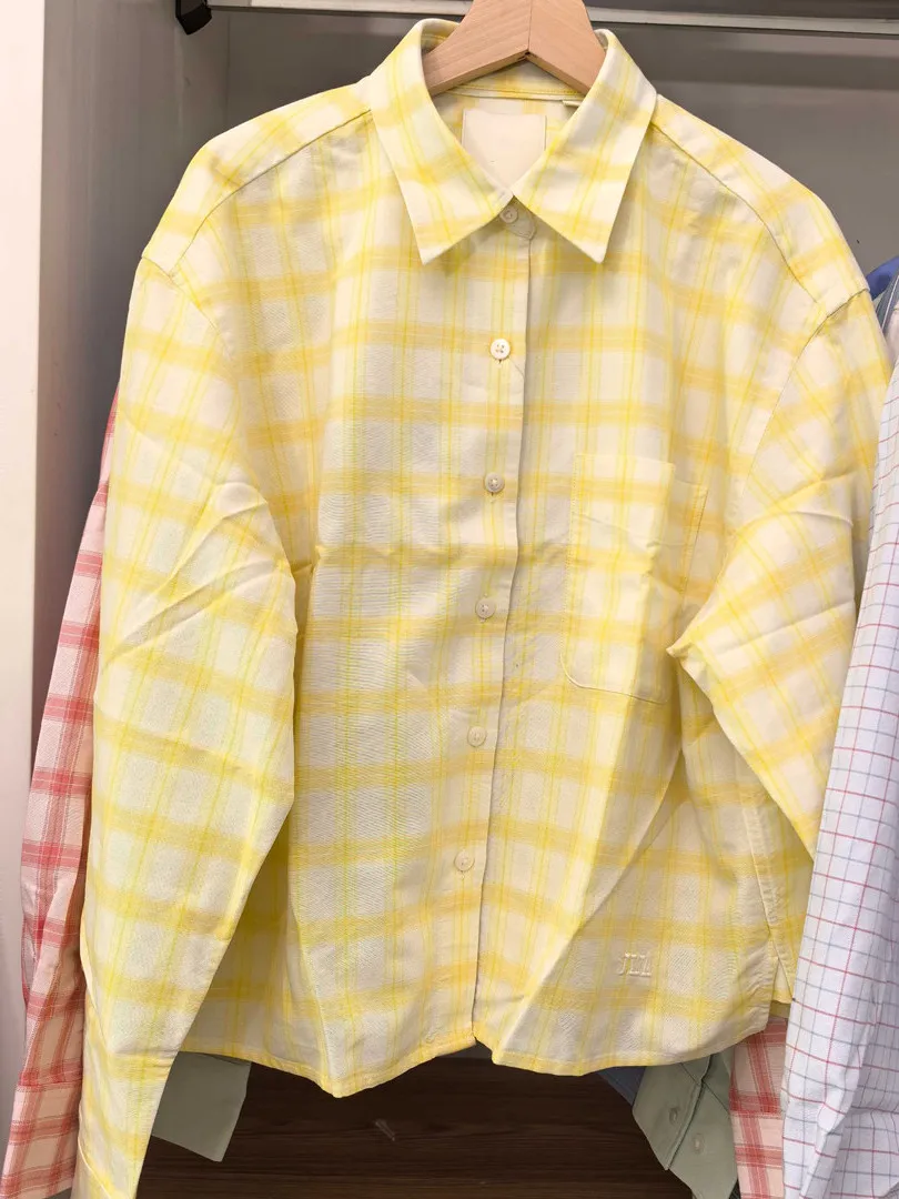 

Весенняя женская рубашка из оксфордской ткани в клетку с длинным рукавом, повседневный универсальный топ, базовый слой, свободный крой, хлопок