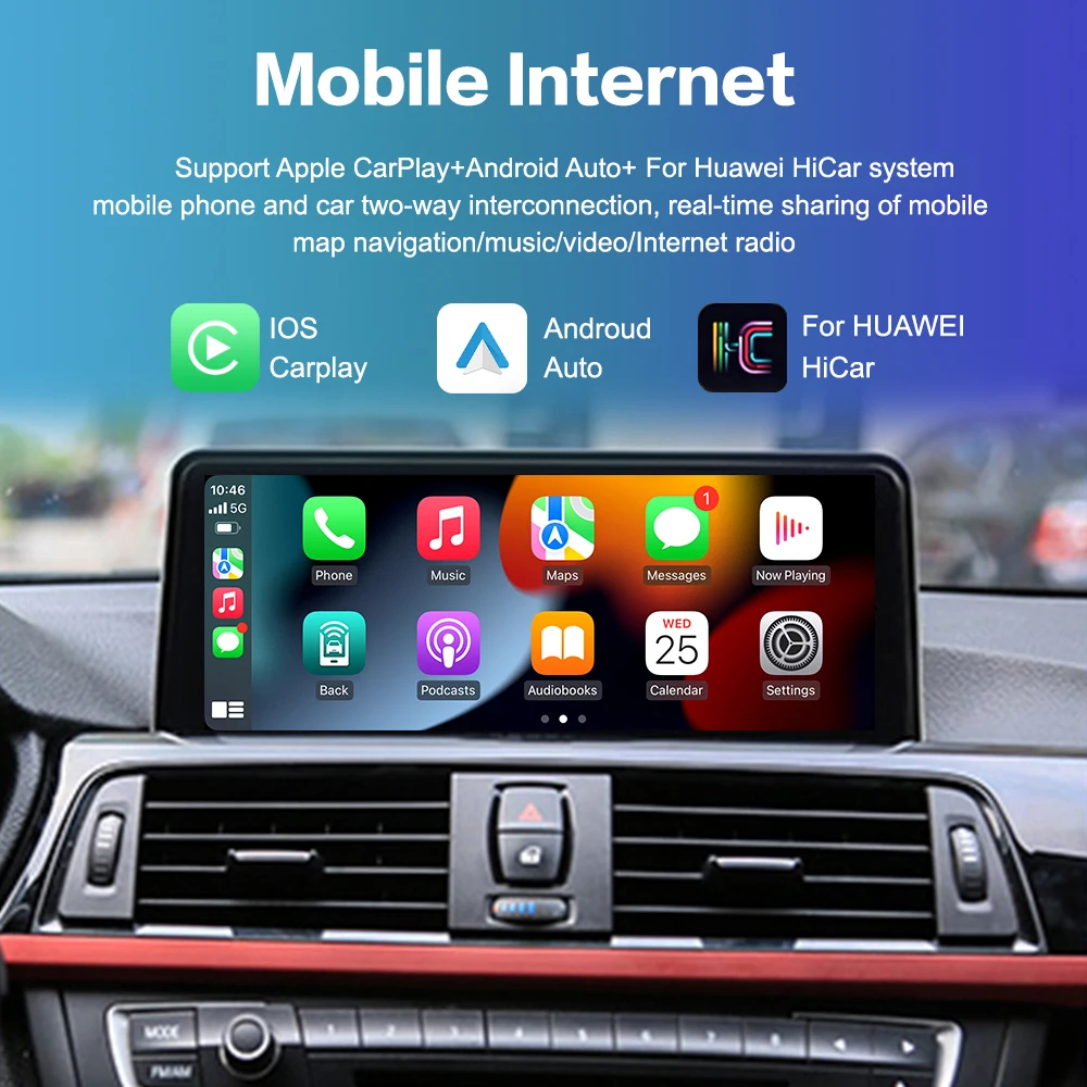 Wireless Apple CarPlay Android Auto HiCar For BMW 1 2 3 5 6 Series E60 F10 GT E90 X1 E84 X3 E83 X4 X4 X6 E70 Car Mirror Link