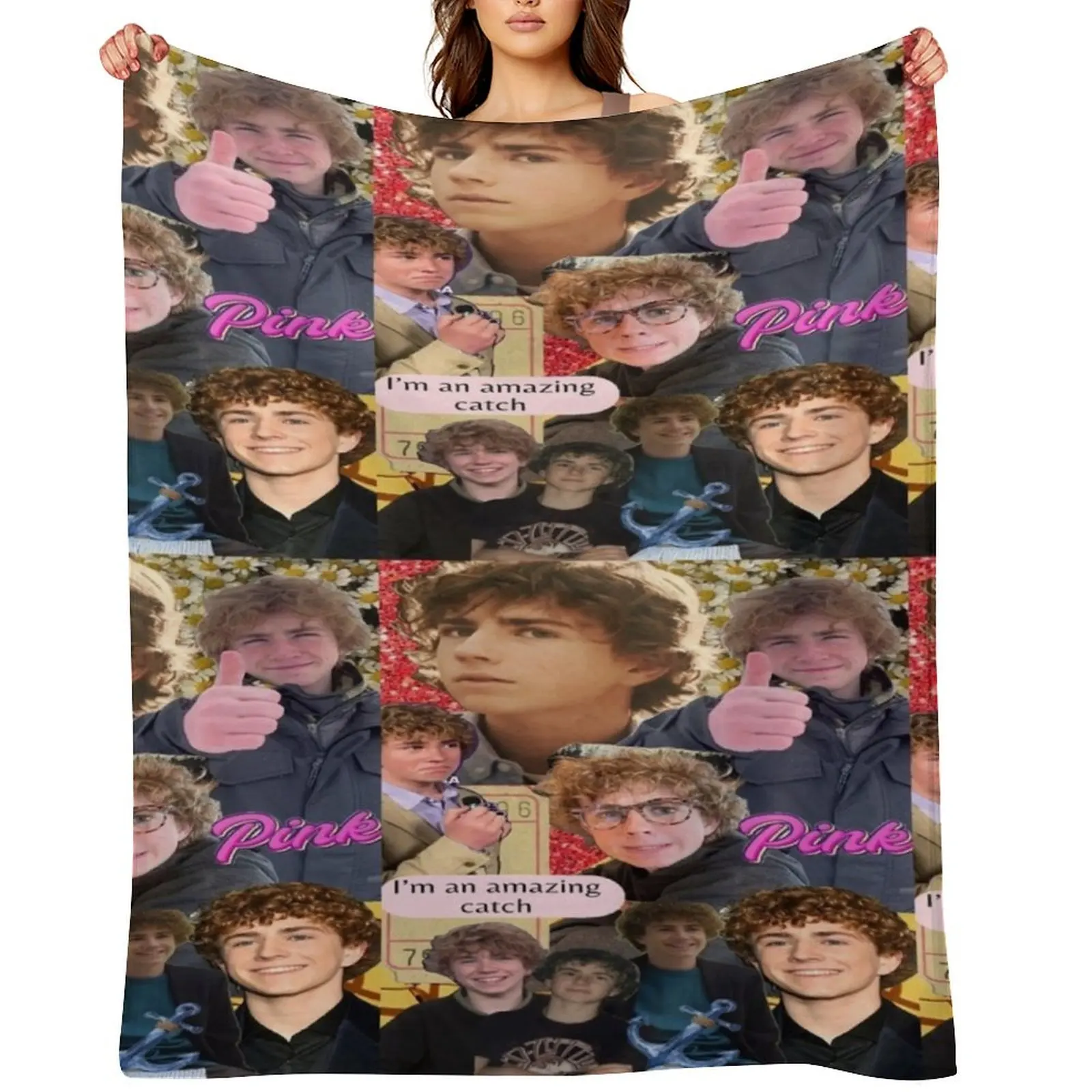 

percy jackson walker scobell collage Throw Blanket blankets and throws Polar Bed linens Blankets For Bed Blankets