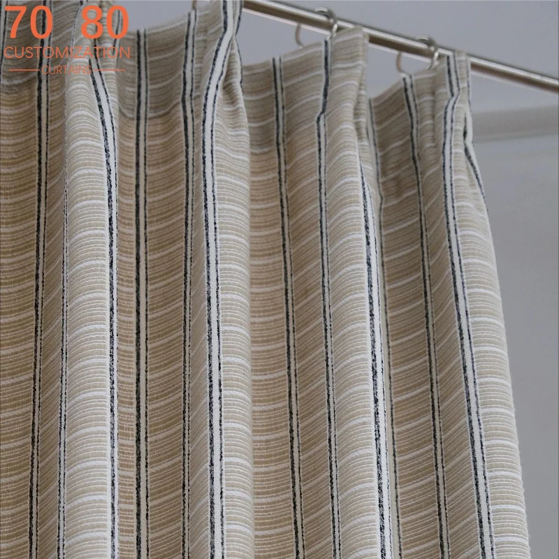 New Line Vertical Strip Jacquard Thickened Blackout Chenille Curtains for Living Room Bedroom French Window Customized