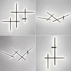 Nordic Minimalist Creativity Luxury Line LED Wall Light Irregular Black White Background Decoration Living Room Bedroom Hallway