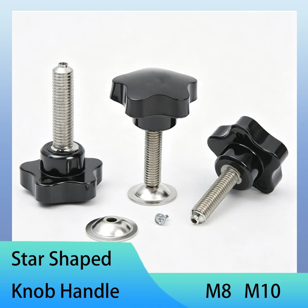 1Pcs M8 M10 Five Star Handle With Pressure Plate Plum Bakelite Tighten Nuts Handles D=38mm Plastic Knob Handle Head Screw