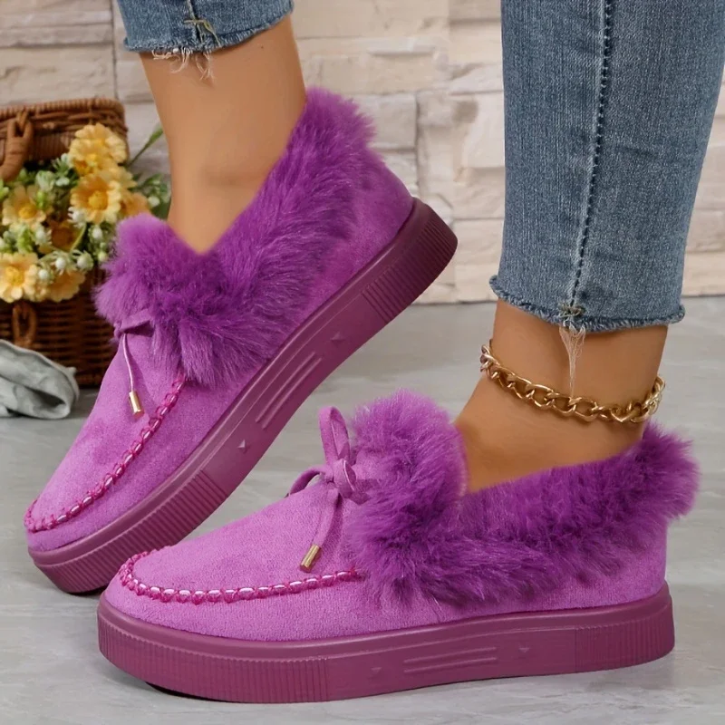 

36-45 Large Rubber Short Sleeve Women'S Snow Boots, Round Toe, Low Heel, Suede Boots, Artificial Short Plush