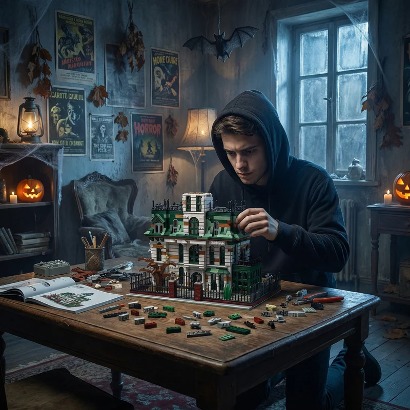 3378PCS Wednesday Addams House Building Blocks Haunted Manor Modular Model Assembly Toys Gift for Kid Adult Collection Decortion