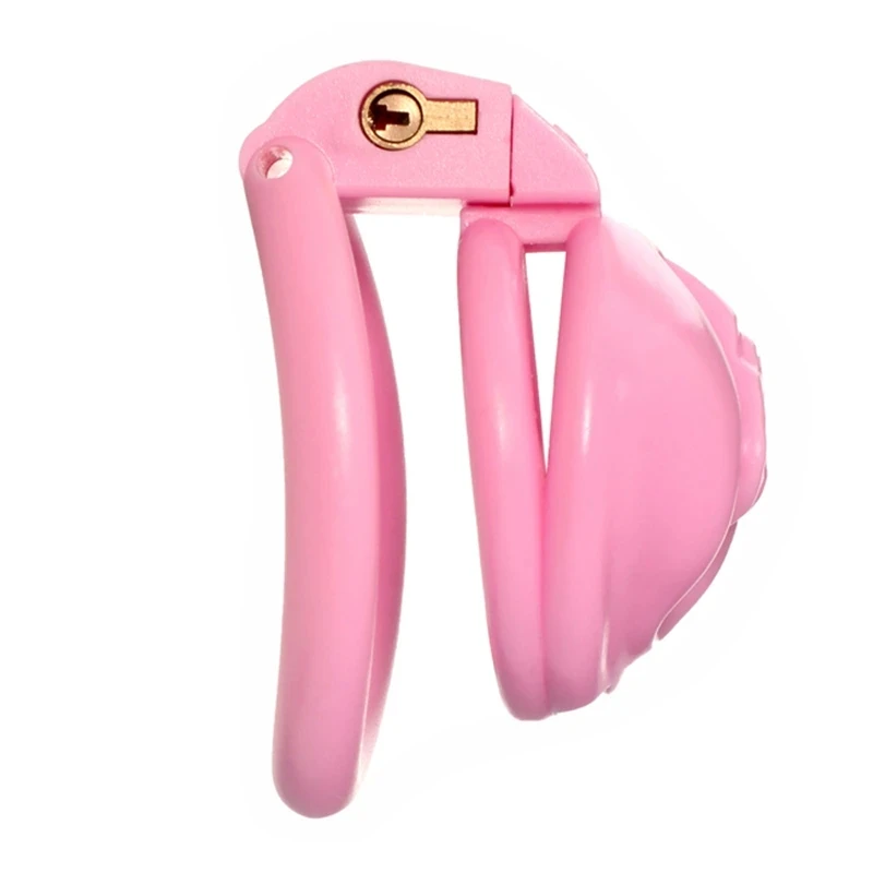 High Quality Sissy Pink Pink Pussy Chastity Cage Small cock ring With 4 penisring Bondage Lock Slave BDSM Cock Cage Gay Sextoy