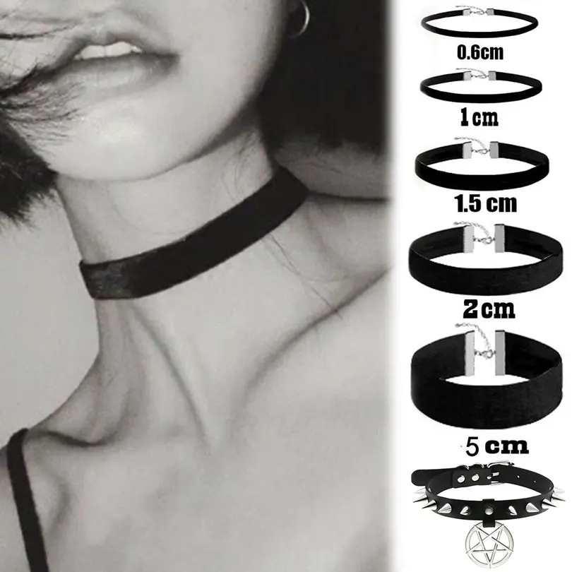 1 pieza coreana Kpop chica Vintage clavícula cuello accesorios DIY Punk gótico negro Sexy terciopelo fiesta mujeres gargantilla collares joyería