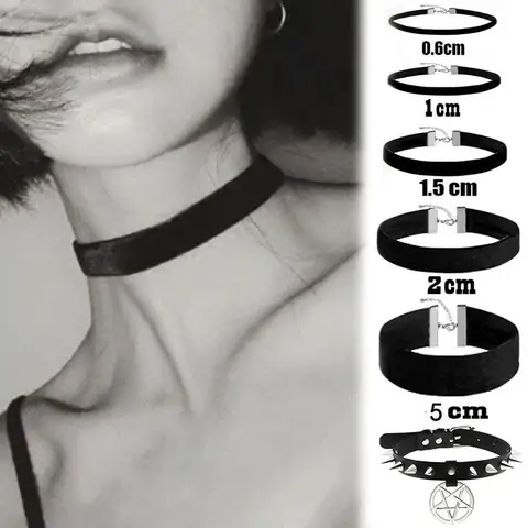1Pc  Korean Kpop Girl  Vintage Clavicle Neck Accessoires DIY Punk Gothic Black Sexy Velvet Party Women Choker Necklaces Jewelry