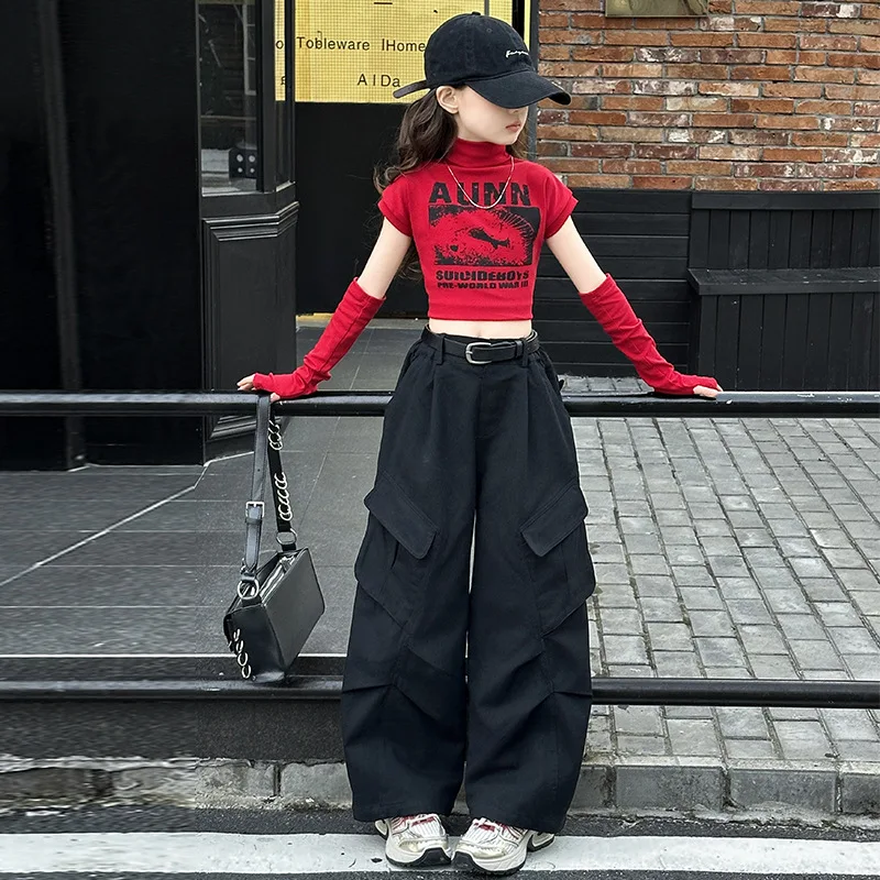 1pc pant hip hop 2026 autumn spring teenager tracksuit Girls cloth long wide leg Cargo pants Kid 4 5 6 7 8 9 10 12 15 16  year