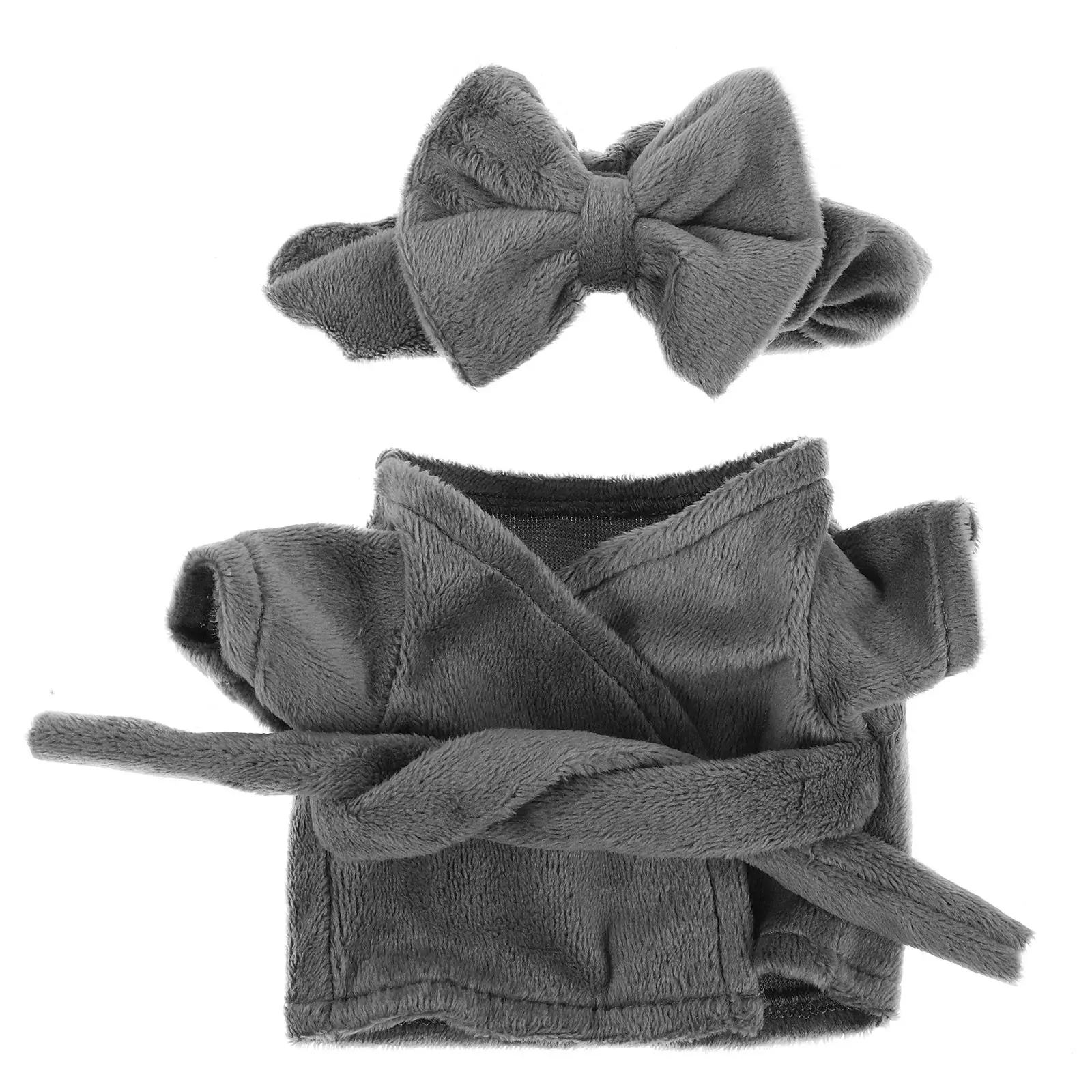 1Set Stuffed Animal Bathrobe Soft 20Cm Pink Robe Clothes Winter Holiday Loungewear Outfit for Girls Creative Pretend Play