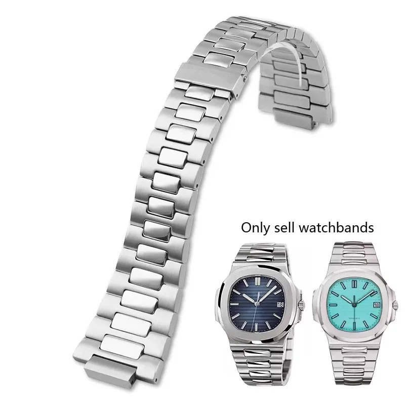 

Ремешок для часов из нержавеющей стали 904L для Patek Philippe Nautilus 5711/5726, выпуклый мужской ремешок из твердой стали, аксессуары 25 мм