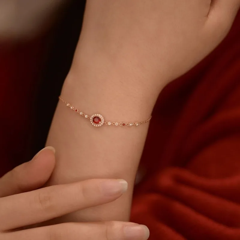 سوار روبي رومانسي فرنسي للنساء، خفيف الوزن، فاخر مرصع بالألماس، متعدد الاستخدامات، مجوهرات راقية جديدة #3