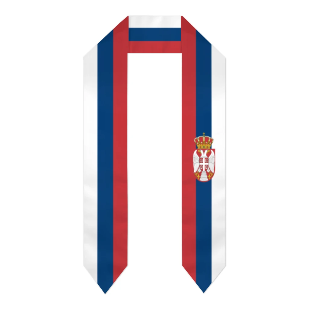 

Serbia Flag Thick Graduation Sash Stole Scarf Double Sided Honor Stole For Graduation Students Class Of 2024