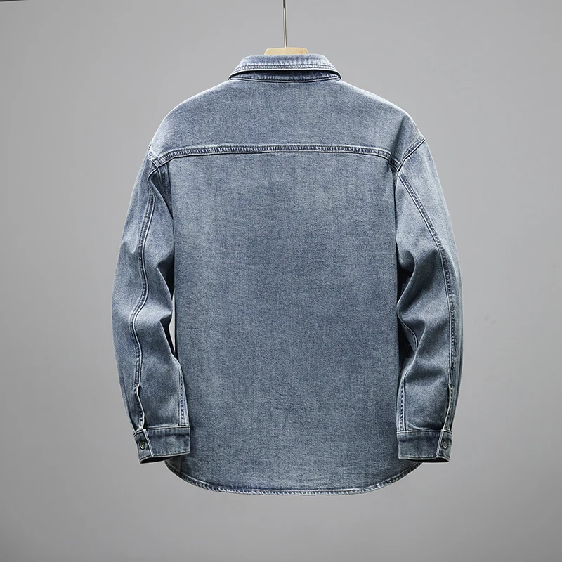 High-Quality Street Harajuku casual jacket 2024 New Korean version of the fashion retro washed denim shirt Men's