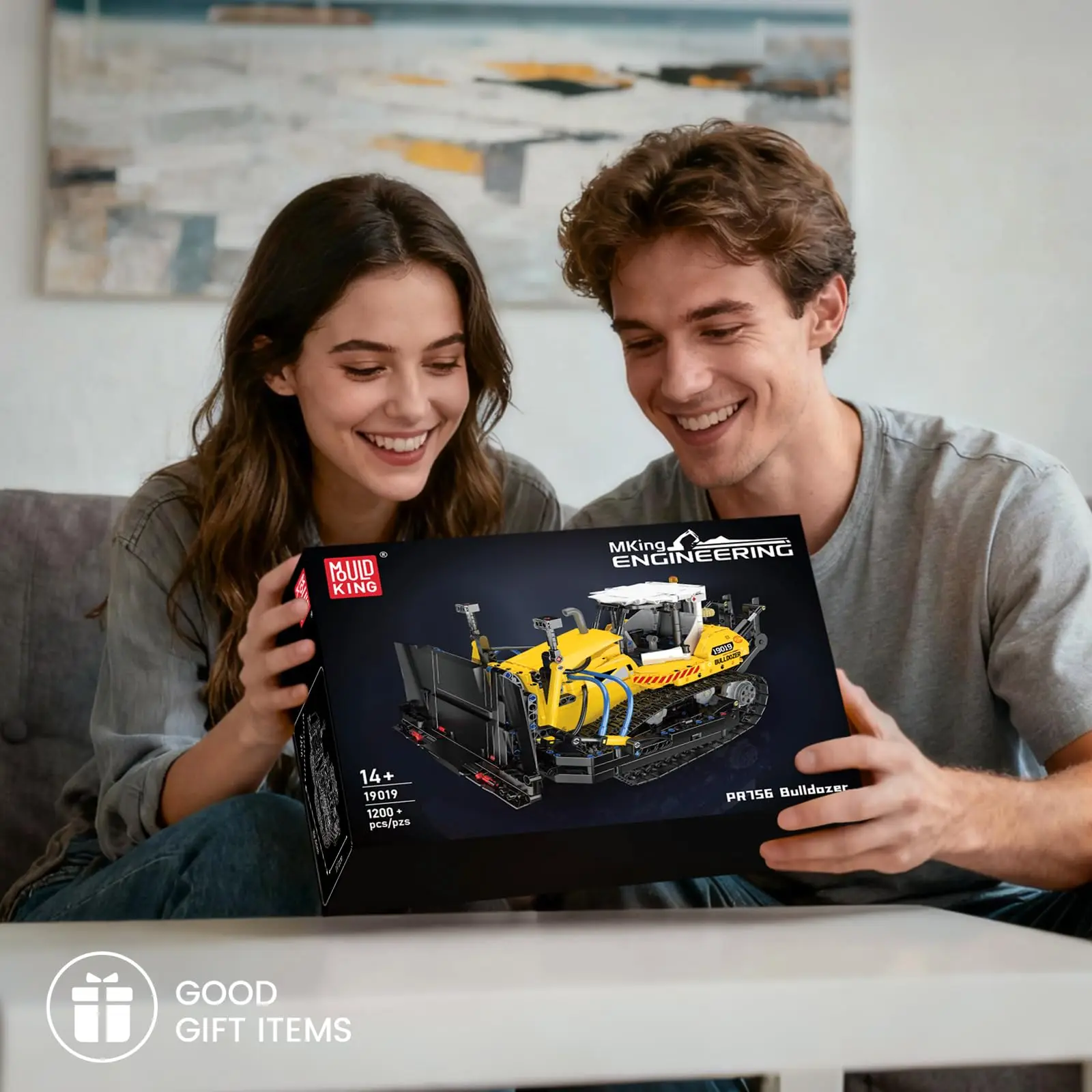 Mould King 19019 – voiture technique, jouets, Bulldozer MOC PR756, bloc de construction, camion de fiançailles, ensemble de briques, cadeau de noël pour enfants