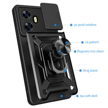 Pouzdro Armor pro OPPO Realme C65 C67 C55 C53 C51 C35 C33 C35 Kryt Ochranný kryt objektivu s magnetickým kroužkem a držákem Coque Fundas 6 nejlepší prodej pouzdro na realme c33 - №1