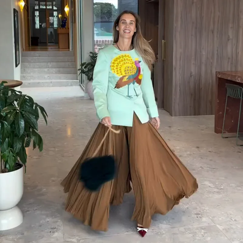 Mäntel mit Pfauenstickerei und Taillenbund für Damen, elegante, langärmlige, getäfelte, schmale Jacken mit Rundhalsausschnitt, schicke Damen-Oberbekleidung für den Arbeitsweg – Detail 9