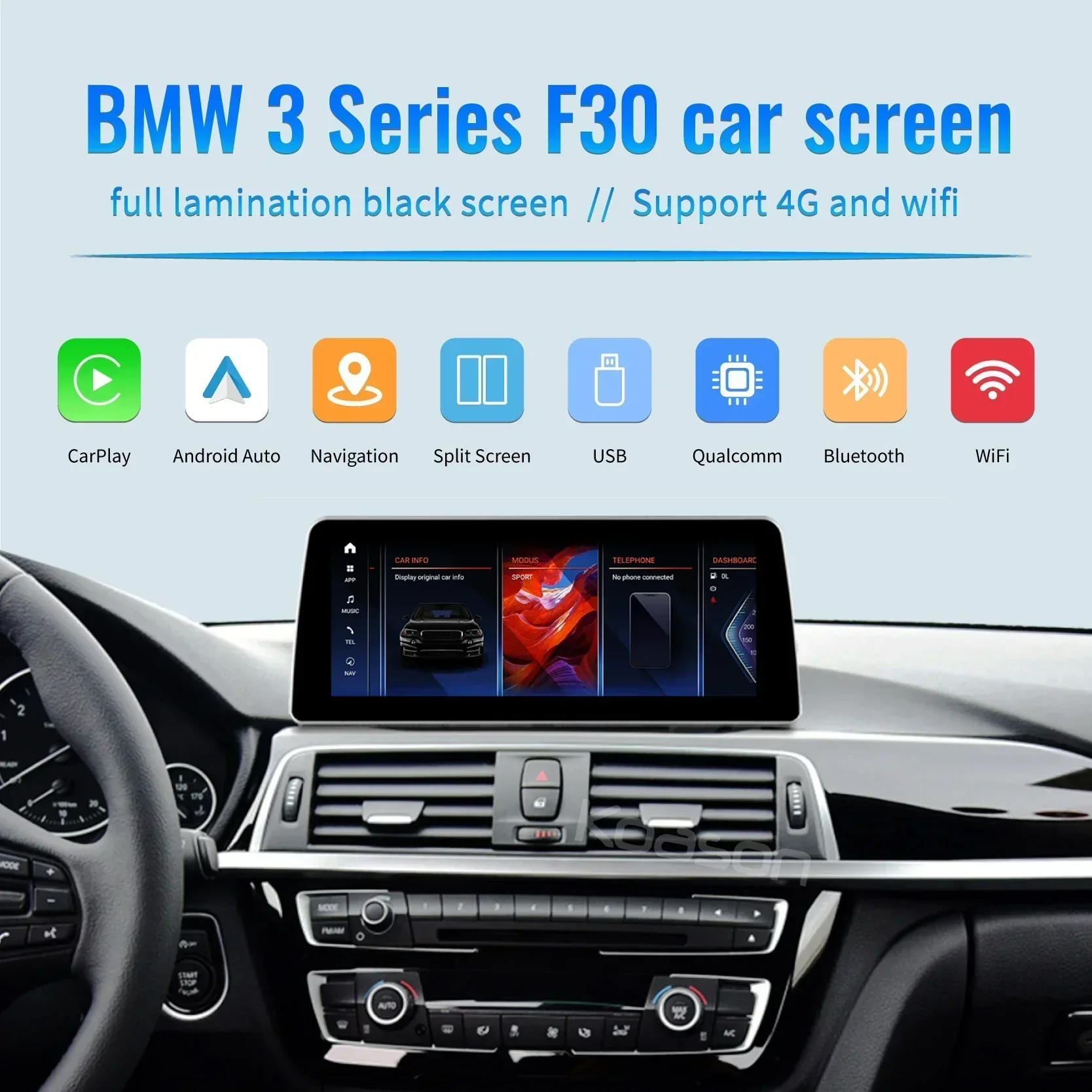 

Koason Snapdragon 680 Apple Carplay Android Auto Multimedia Display Screen GPS Navi For BMW 3 Series F30 G20 4 Series F32 F80 M3