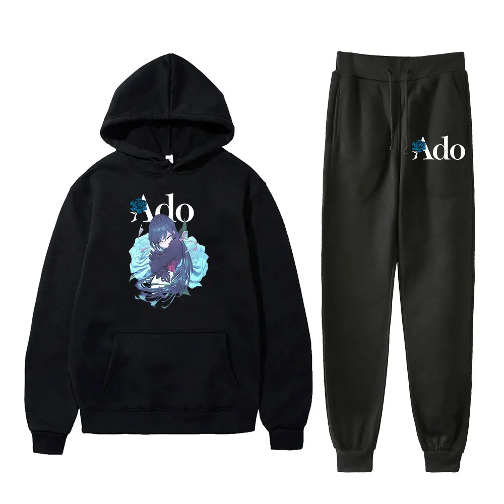 Ado Roses Pose Hoodies Jogger Pants Set Hibana World Tour Merch Cosplay Women Men Fashion Streetwear Sweatshirts