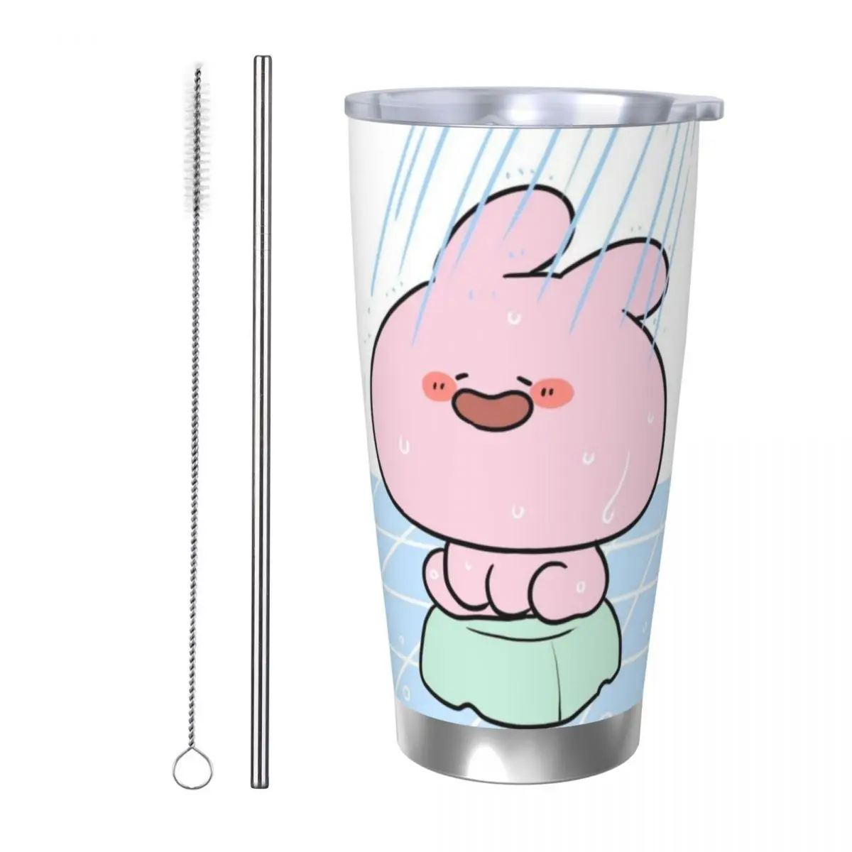 Asamimichaan Cute Asamimi 20oz Stainless Steel Car Mug Straw Thermal Iced Travel Cup Vacuum Insulated Coffee Hot Cup