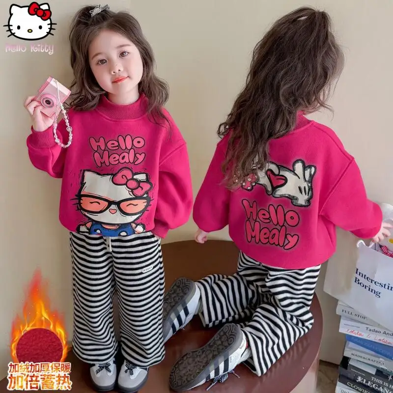 

Детский зимний утолщенный свитшот с героями мультфильмов, кавайный новый теплый осенний повседневный свитшот в стиле аниме для девочек, модная футболка