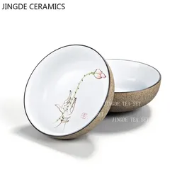 40ml Exquisite Hand-painted Ceramic Teacup Chinese Tea Set White Porcelain Lotus Master Cup Travel Portable Personal Single Cup