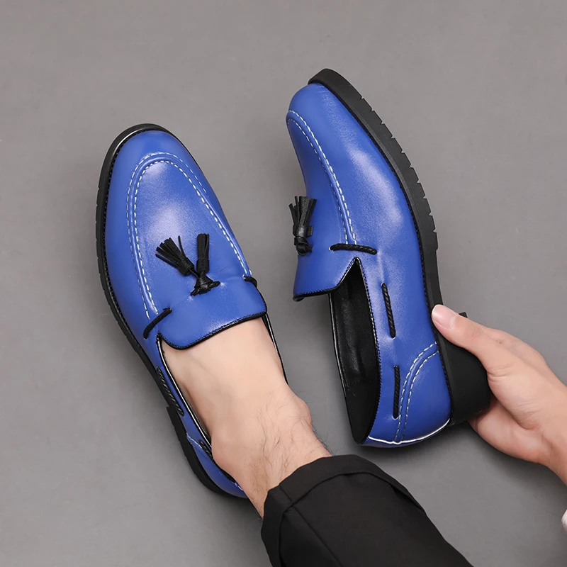 Spring and Autumn New Men Loafers Shoes Solid Color Low Heel Comfortable Simple Small Tassel Formal Men Shoes