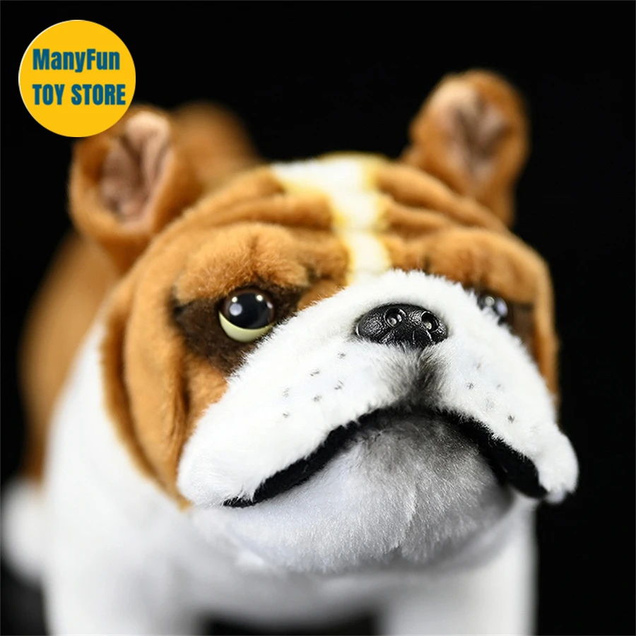 Bulldog High Fidelity Pit Bull Terrier Plushie Dogs Plush Toys Lifelike Animals Simulation Stuffed Doll Kawai Toy Gifts For Kids