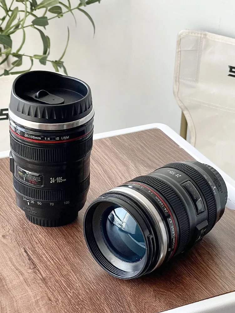 Camera Lens Shaped Insulated Coffee Mug Creative Novelty Dslr Photography Personalized Tumbler For Men Travel Office Daily Use