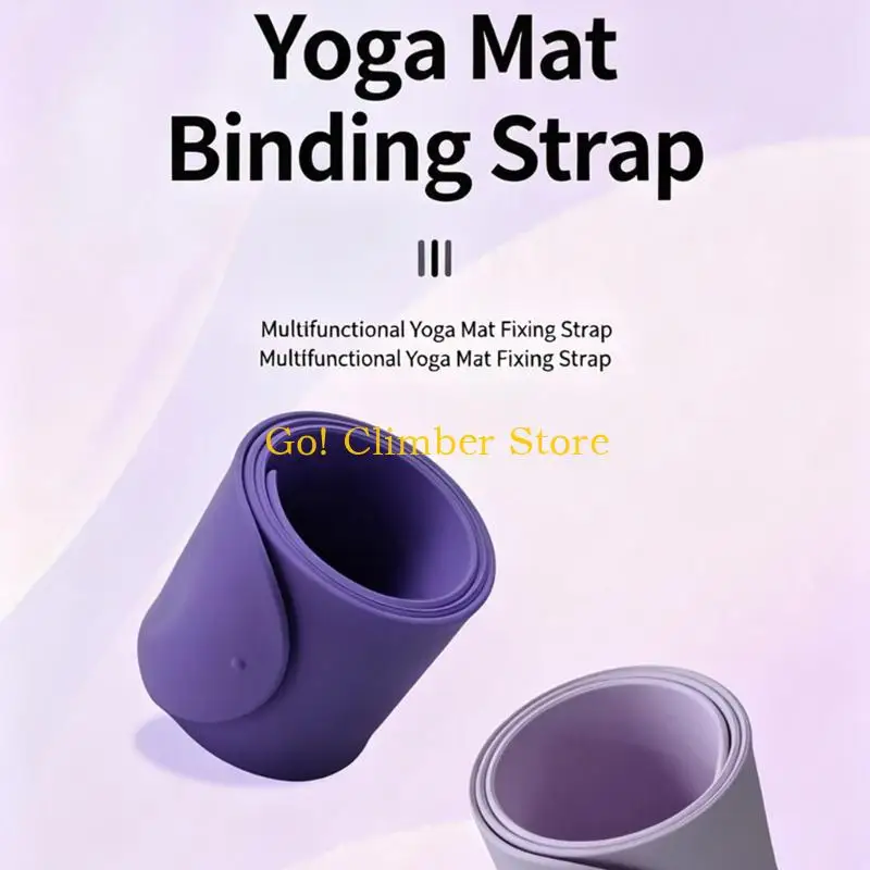 Q84C Nonslip Yoga Mat Fasteners Yoga Mat with Carrying Strap Stretchable Nonslip Exercise Accessory Storage Cord