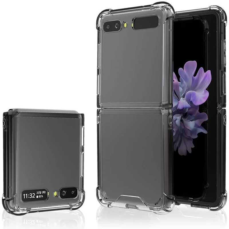 100 Transparent Case for Samsung Galaxy Z Flip 3 Soft TPU+PC shockproof Explosion-proof Protective Cover for Galaxy Z Flip Cases