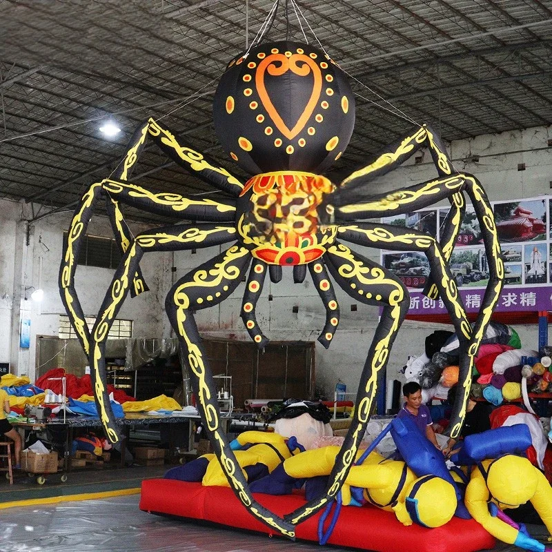 Inflatable Halloween Spider Balloon 3.5x3 Meters For Event Decoration Colorful Spider Advertising Props