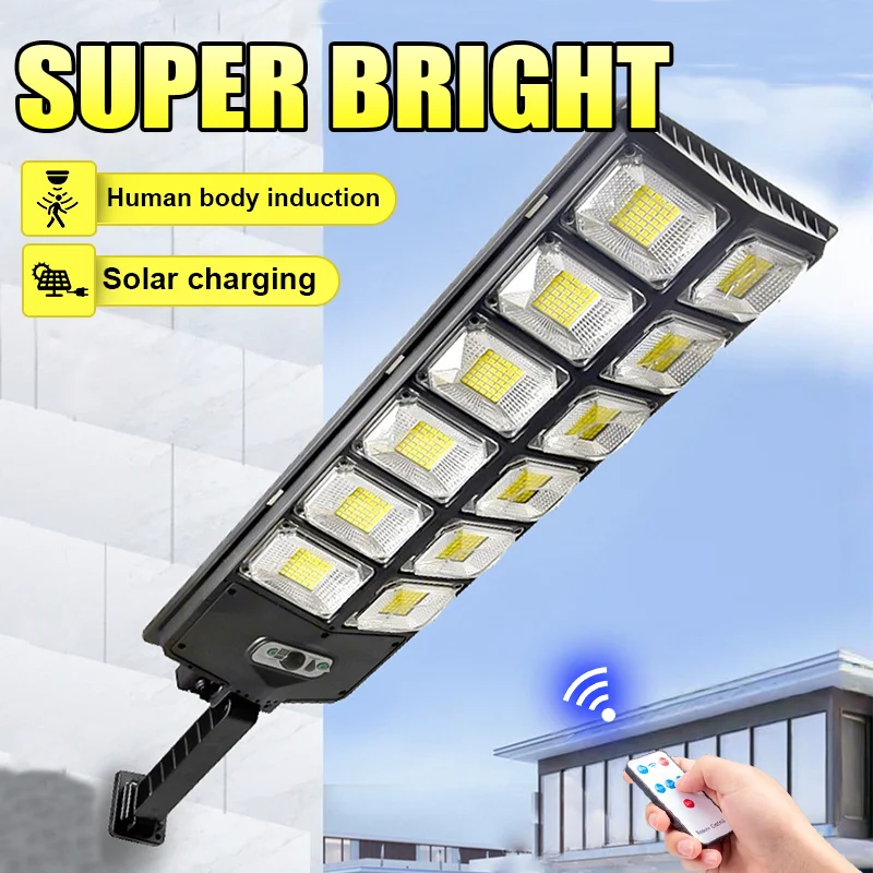 

2025 Outdoor Powerful LED Solar Lamp 100000LM Super Bright Solar Light 3 Mode Motion Sensor Waterproof Street Lamp Garage Lights