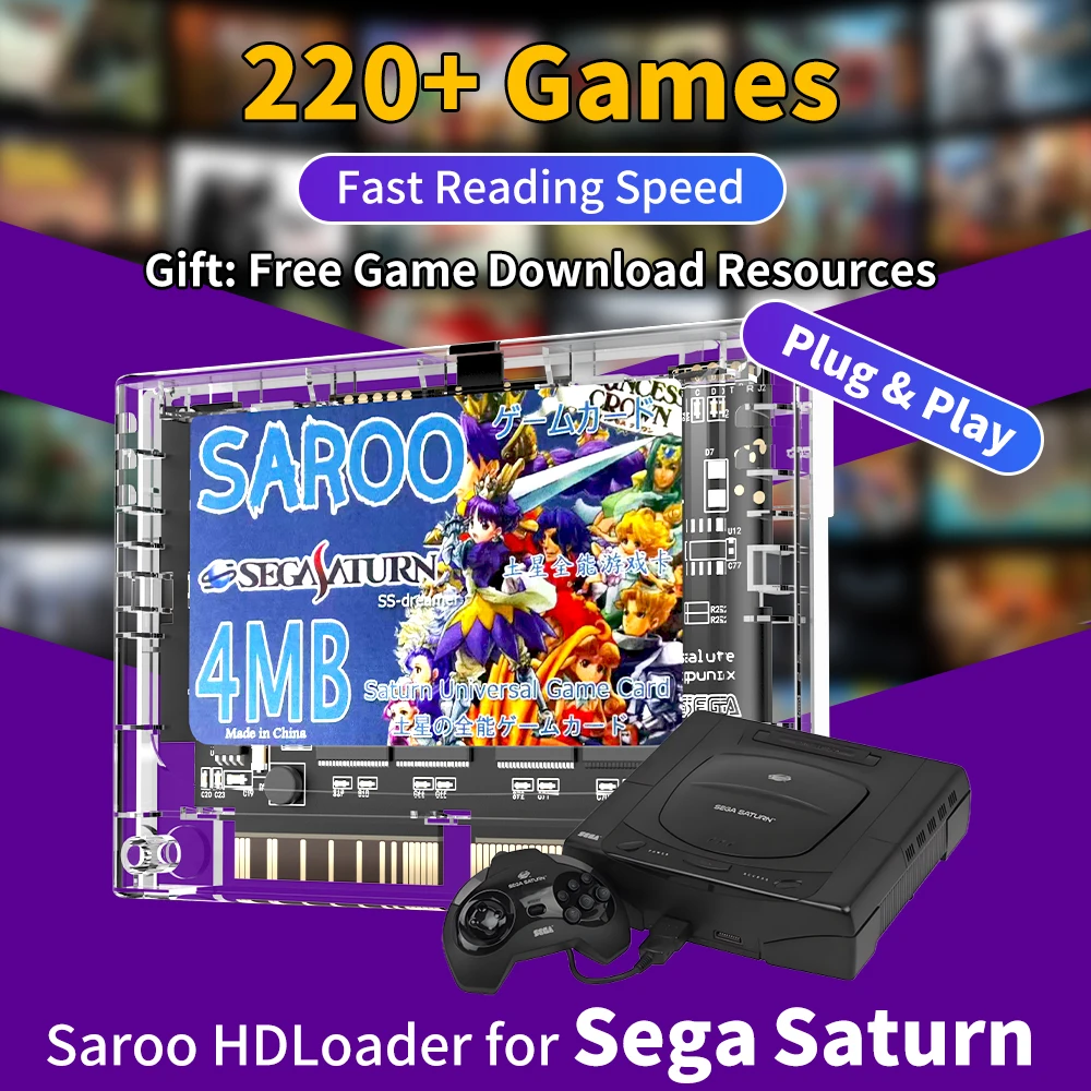 

Latest Saroo HDLoader for Sega Saturn Gaming Console Plug & Play Game Cartridges with 220 Select Sega Games with TF Menory Card