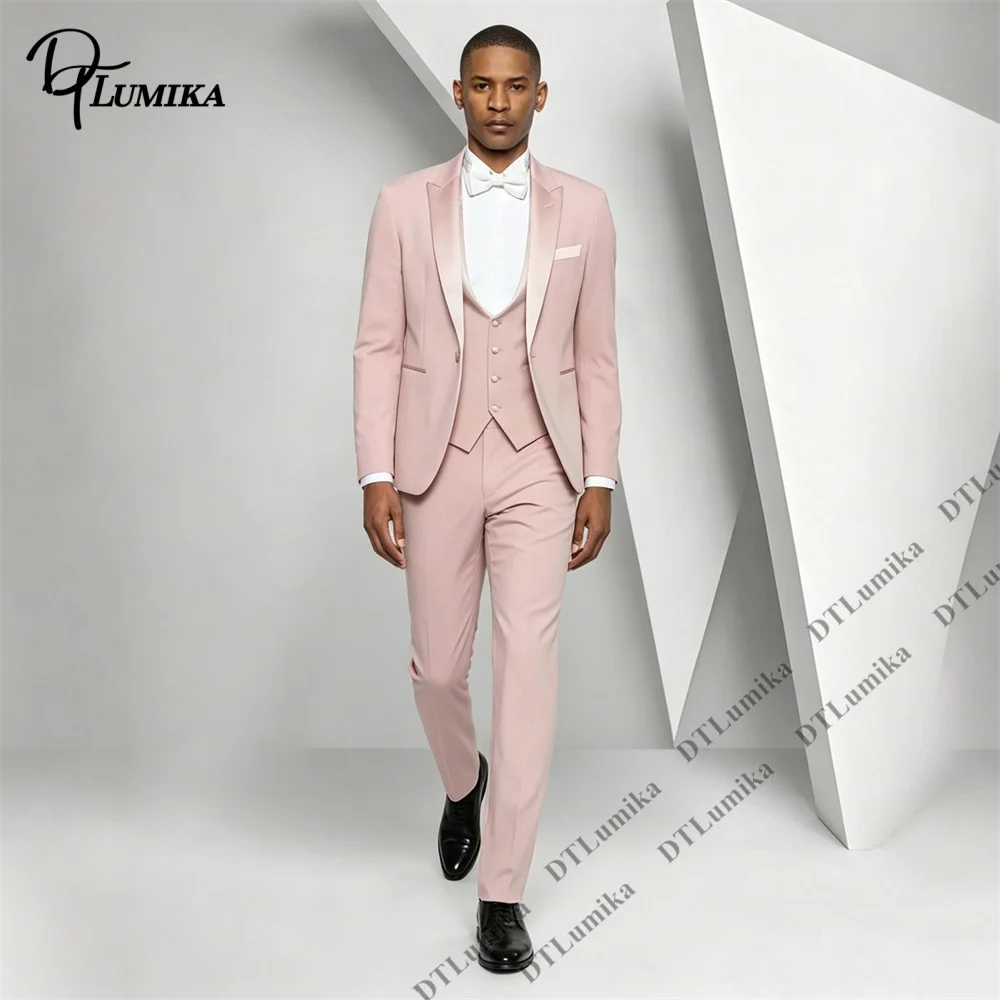 DTLumika 2026 New 3 Piece Suit for Wedding Jacket Vest Pants Customizable Size Color Groom Suits, Blazer Waistcoat Trouser Set