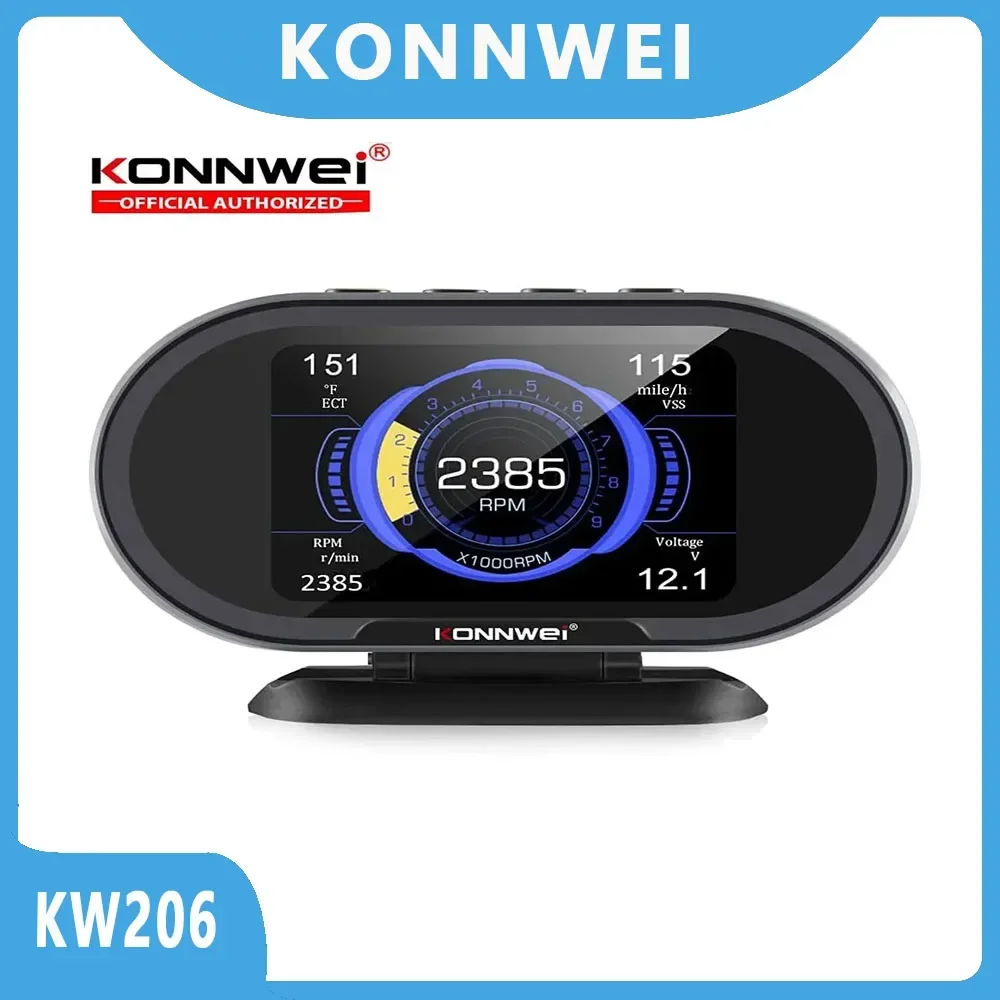 

KONNWEI KW206 OBD2 сканер автомобильный цифровой бортовой компьютер ЖК-дисплей потребление топлива датчик температуры воды спидометр