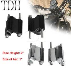 For Harley Sportster XL1200X XL 1200 48 Black Chrome Motorcycle Aluminum Handlebar Riser Rise Height 2
