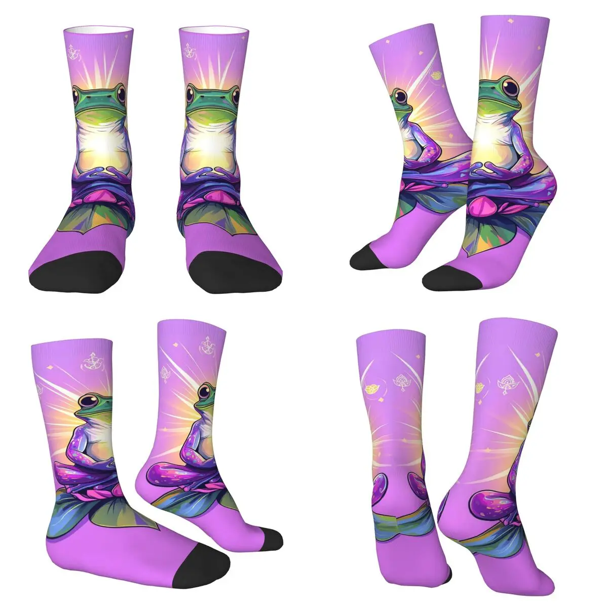 

Носки с рисунком дзен-лягушки и лотоса для медитации, впитывающие пот чулки, всесезонные длинные носки, аксессуары для унисекс, рождественские подарки