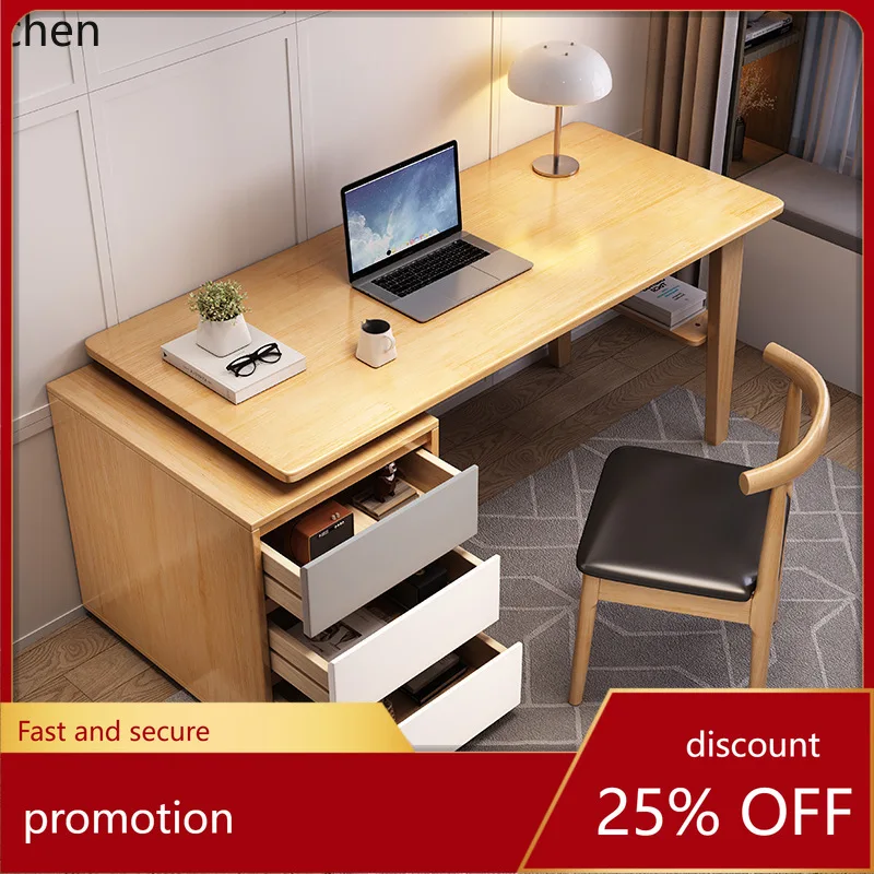 HXL Chair Solid Wood Writing Chair with Drawer, Adjustable Armrest Desk Chair