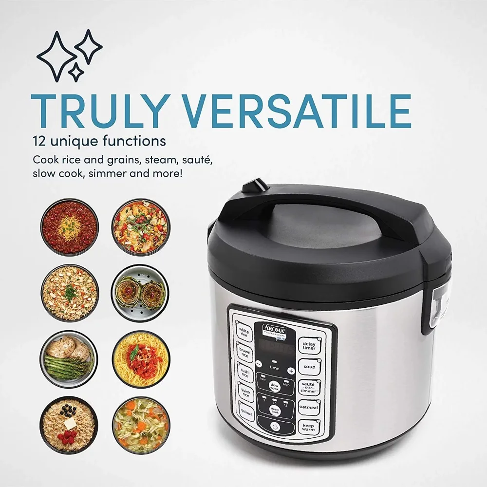 20-Cup (Cooked) / 5Qt. Digital Rice & Grain Multicooker, Food Steamer, Slow, Grain Cooker, Stainless Exterior/Nonstick Pot