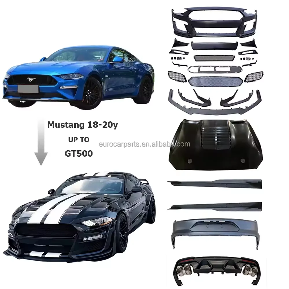 

Newest Mustang 2018-2020 Year Upgrade to GT500 Style Body Kit Car Bumpers Hood Rear Wing Car Accessories Auto Parts