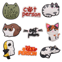 Hot Sale 1-11pcs PVC Shoe Charms Cartoon Cute White Cat Accessories Animal Shoes Decorations For Kids X-mas Gifts