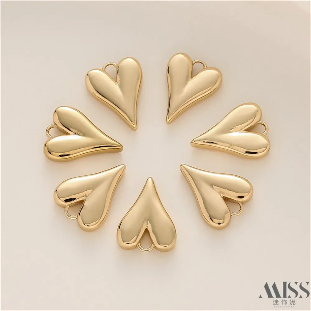 14K Gold Bag Color-preserving Long Peach Heart Heart Pendant DIY Accessories Handmade Bracelet Necklace Jewelry Charm Pendant